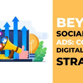 Marketing team planning a digital growth strategy that goes beyond social media ads, including SEO, content marketing, and online branding for business success.