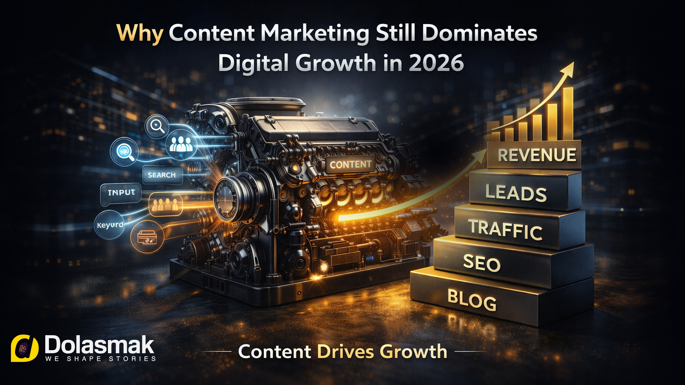 AI content creation strategy 2026 showing automated content workflow and digital marketing growth system